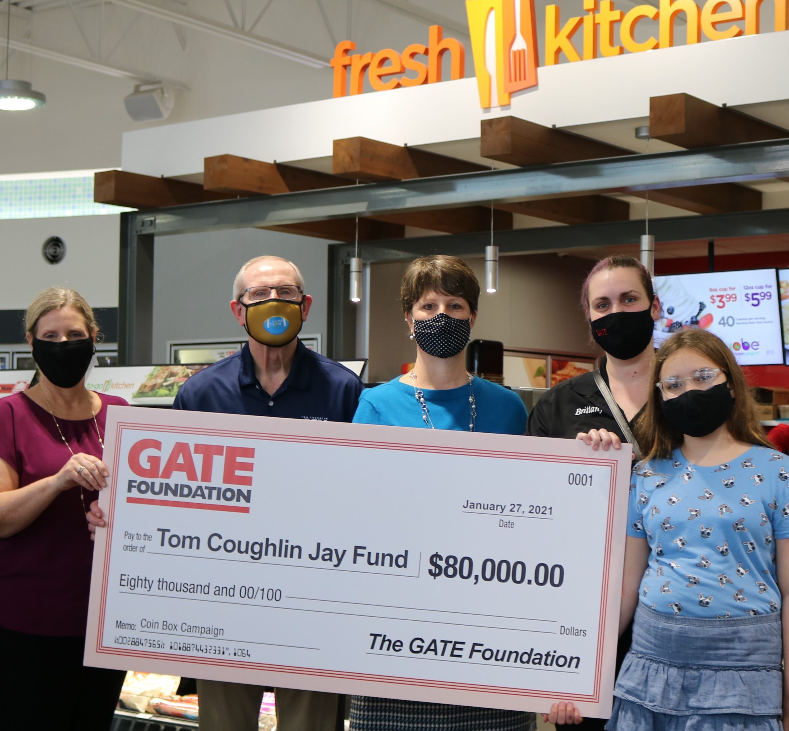 GATE COIN BOX, CHARITY ROUND-UP CAMPAIGN RAISES $80,000 FOR TOM COUGHLIN JAY FUND