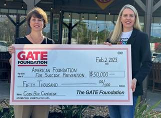 GATE Foundation Raises $50,000 for American Foundation For Suicide Prevention
