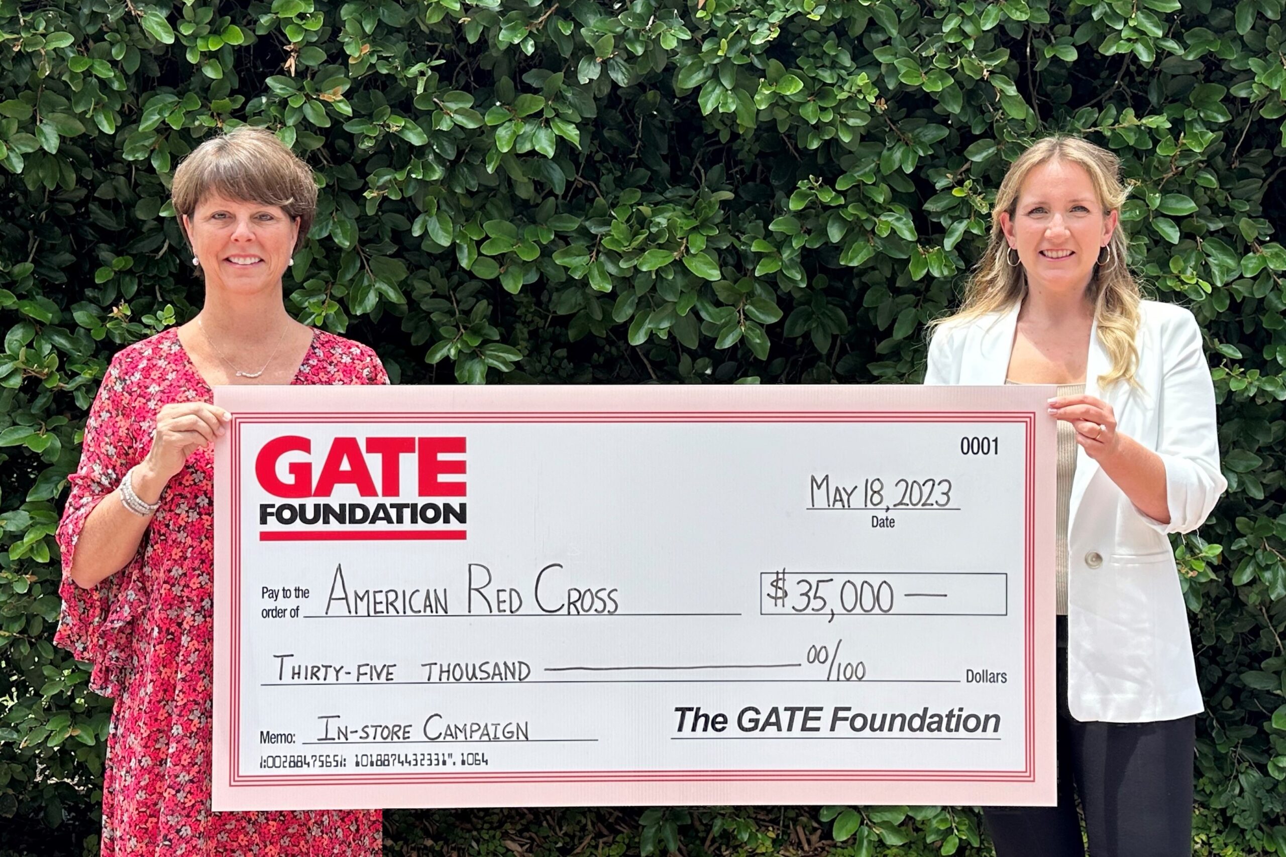GATE STORES, FOUNDATION RAISE $35,000 FOR THE AMERICAN RED CROSS